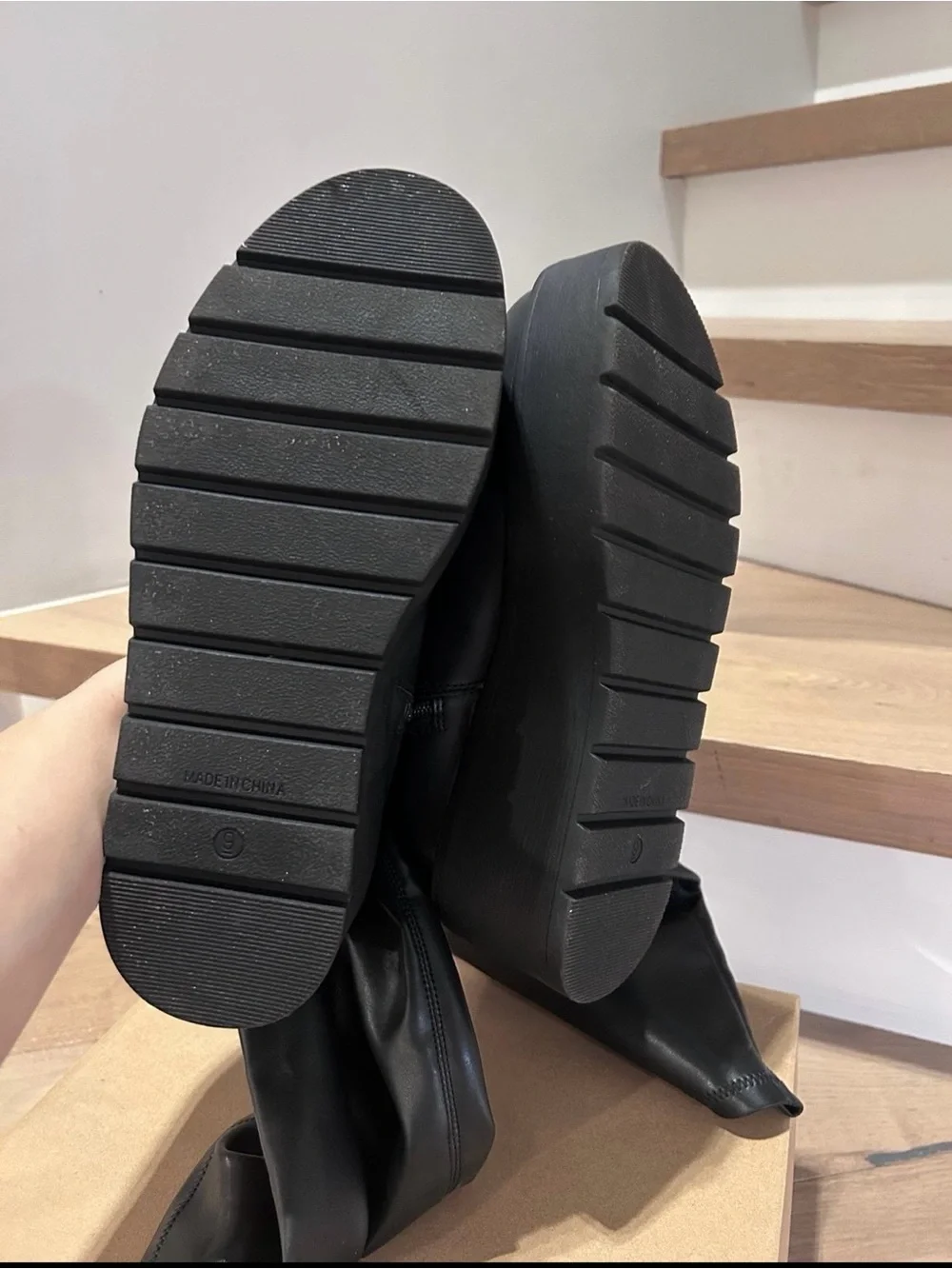 Anker Black Platform Knee-High Boots